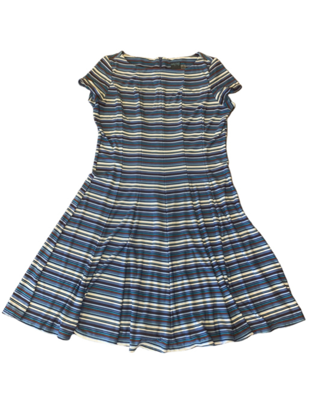 Gabby Skye Dress 12 Multi color stripes Fit & Flare